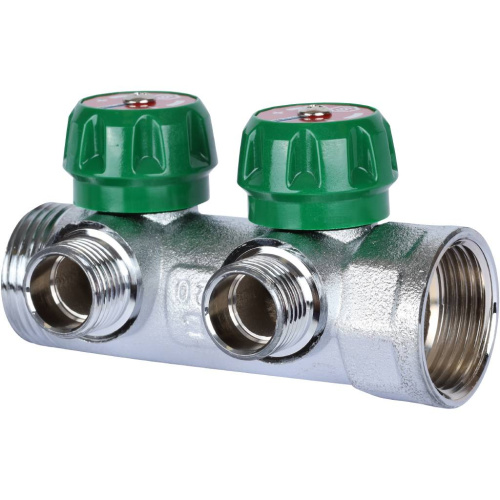 Коллектор 2 выхода STOUT 1"x1/2" с вентилями SMB-6850-011202