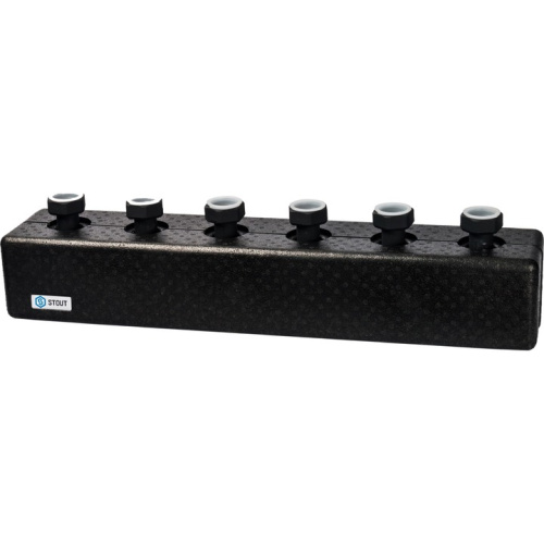 Стальной распределительный коллектор Stout 3 отопительных контура, в теплоизоляции DN 25 SDG-0016-004003