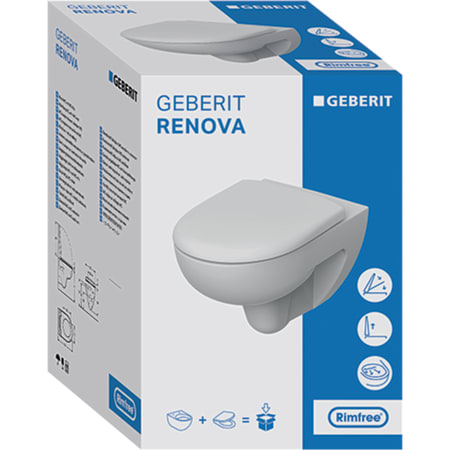 Комплект подвесного унитаза Geberit Renova, Rimfree, с сиденьем 500.801.00.1 Комплект подвесного унитаза Geberit Renova, Rimfree, с сиденьем 500.801.00.1