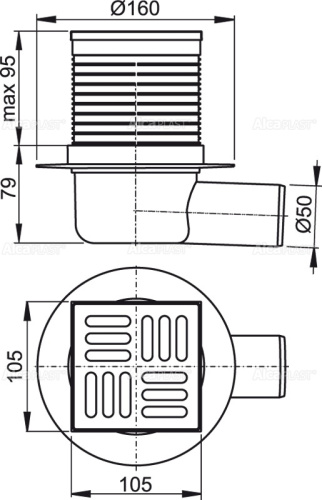 Сливной трап Alcaplast 105х105/50 мм, боковая подводка, решетка из нержавеющей стали, комбинированный гидрозатвор SMART APV31 Сливной трап Alcaplast 105х105/50 мм, боковая подводка, решетка из нержавеющей стали, комбинированный гидрозатвор SMART APV31