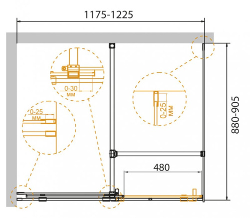 Душевой уголок 110x80 Cezares STREAM-AH-1-110/80-C-Cr