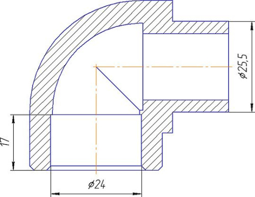 Угольник 90° ВН Kalde 25x90 полипропилен 3212-elt-250000