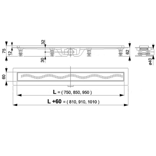 Душевой лоток Alcaplast Simple APZ8-750M, L 750 мм пластик, с решеткой из нержавеющей стали, матовый Душевой лоток Alcaplast Simple APZ8-750M, L 750 мм пластик, с решеткой из нержавеющей стали, матовый