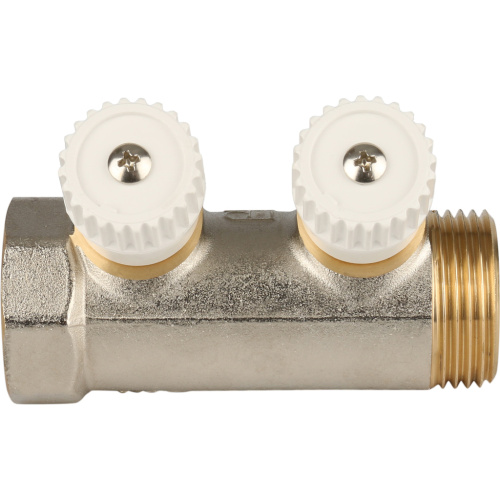 Коллектор 2 выхода STOUT 1"x3/4"евроконус с вентилями SMB 6851 013402