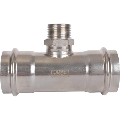 Тройник с резьбой ВПр-НР 54x1"x54 пресс, нержавеющая сталь Rommer Тройник с резьбой ВПр-НР 54x1"x54 пресс, нержавеющая сталь Rommer