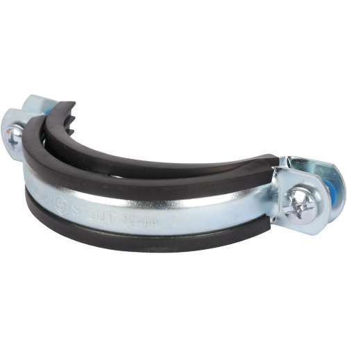 Хомут 2 1/2" D75-80мм с гайкой M8 оцинкованный с резинкой Stout SAC-0020-000212 Хомут 2 1/2" D75-80мм с гайкой M8 оцинкованный с резинкой Stout SAC-0020-000212