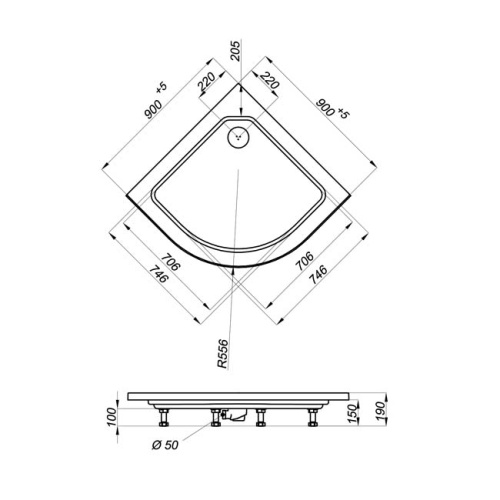Душевая кабина 90x90 Triton Стандарт А1 узоры DK70