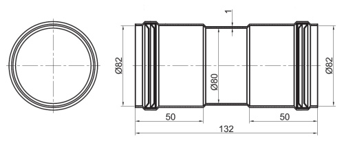 Элемент дымохода соединительный адаптер внутренний для труб Ø80  п/п  с лого Stout