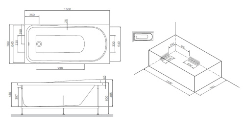 Каркас для ванны AM.MP Like W80A-150-070W-R Каркас для ванны AM.MP Like W80A-150-070W-R