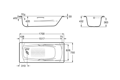Ванна стальная Roca Swing 170x75 белая 2201E0000 Ванна стальная Roca Swing 170x75 белая 2201E0000