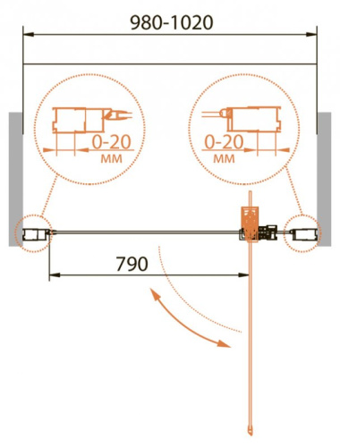 Душевая дверь в нишу Cezares RELAX-BA-1-90-C-Bi