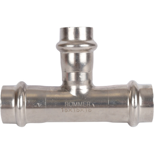 Тройник переходной ВПр 18х15х18 пресс, нержавеющая сталь Rommer Тройник переходной ВПр 18х15х18 пресс, нержавеющая сталь Rommer