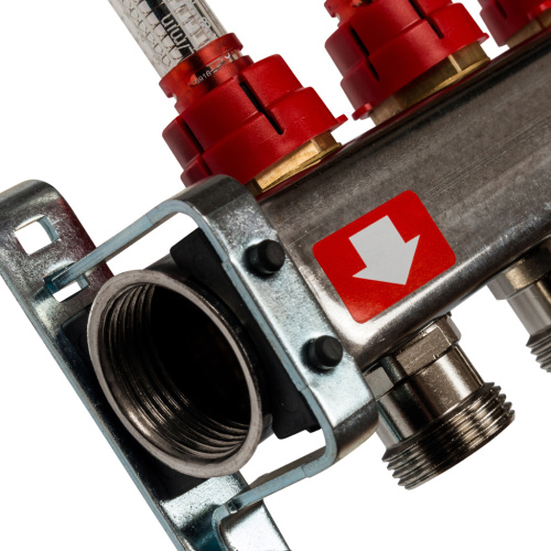 Коллектор отопления STOUT 1"нержа., 6x3/4" с расxодомерами, без кранов SMS 0927 000006