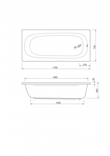 Акриловая ванна Riho 1600x700x420 PIAVE-160-70-42