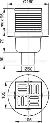 Сливной трап Alcaplast 105х105/50 мм, прямая подводка, решетка из нержавеющей стали, гидрозатвор мокрый APV2 Сливной трап Alcaplast 105х105/50 мм, прямая подводка, решетка из нержавеющей стали, гидрозатвор мокрый APV2