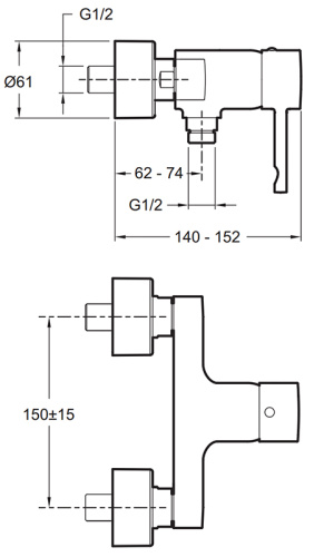 Смеситель для душа Jacob Delafon Cuff E45533-CP Хром Смеситель для душа Jacob Delafon Cuff E45533-CP Хром