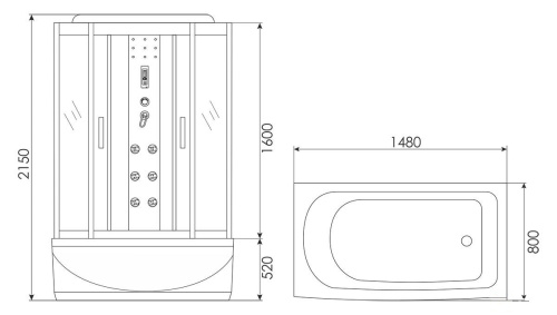 Душевой бокс 150x80 Erlit Comfort ER4515TP-C3 Душевой бокс 150x80 Erlit Comfort ER4515TP-C3