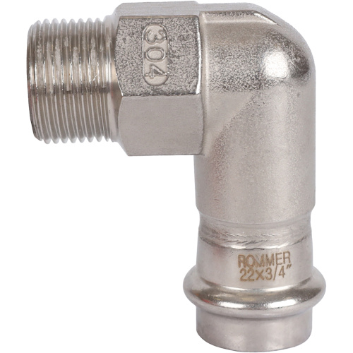 Угольник с резьбой ВПр-НР 22х3/4" пресс, нержавеющая сталь Rommer Угольник с резьбой ВПр-НР 22х3/4" пресс, нержавеющая сталь Rommer