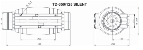 Вентилятор канальный TD-350/125 SILENT Soler & Palau Вентилятор канальный TD-350/125 SILENT Soler & Palau