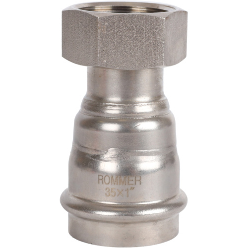 Соединитель с накидной гайкой 35x1" пресс, нержавеющая сталь Rommer Соединитель с накидной гайкой 35x1" пресс, нержавеющая сталь Rommer