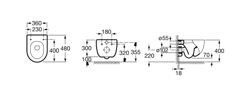 Подвесной унитаз Roca Meridian Comp 360x480 на инсталляцию 346248000