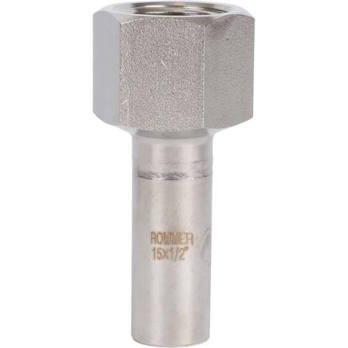 Вставка переходная НПр-ВР 15x1/2" пресс, нержавеющая сталь Rommer Вставка переходная НПр-ВР 15x1/2" пресс, нержавеющая сталь Rommer
