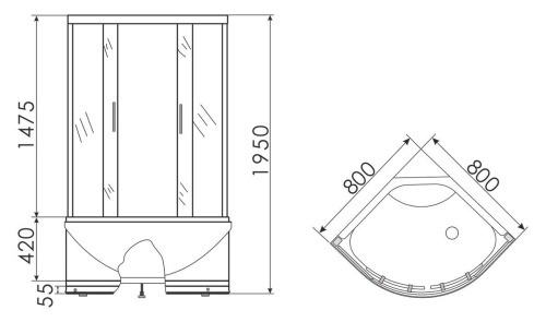Душевой уголок 80x80 Erlit Comfort ER0508T-C3 высокий поддон