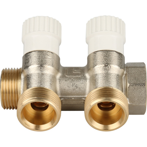 Коллектор 2 выхода STOUT 3/4"x3/4"евроконус с вентилями SMB 6851 343402