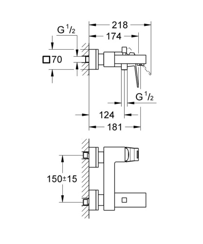 Смеситель для ванны Grohe Eurocube 23140000 Хром Смеситель для ванны Grohe Eurocube 23140000 Хром