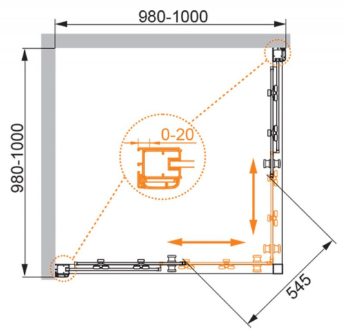 Душевой уголок 100x100 Cezares ANIMA-W-A-2-100-P-Cr Душевой уголок 100x100 Cezares ANIMA-W-A-2-100-P-Cr