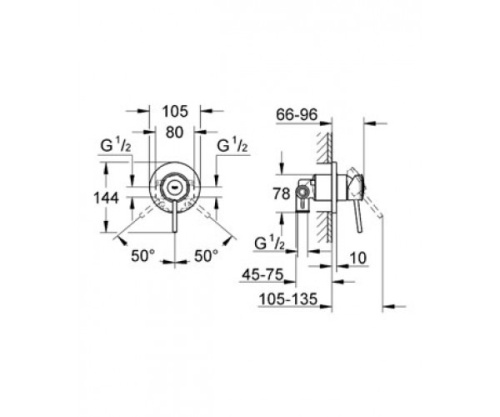 Смеситель для душа Grohe BauClassic 29048000 Хром, скрытая часть Смеситель для душа Grohe BauClassic 29048000 Хром, скрытая часть