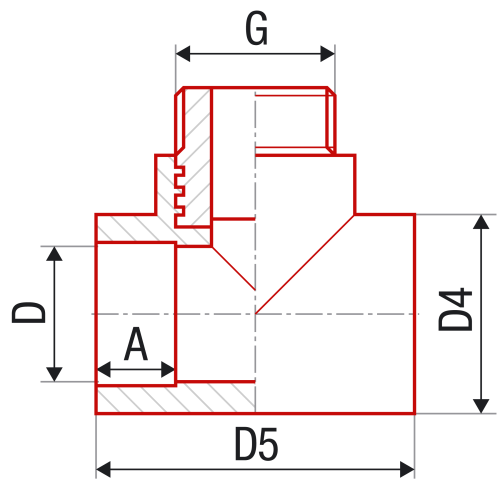 Тройник с резьбой FV-plast 20х1/2"Н полипропилен AA254020012