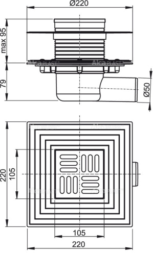 Сливной трап Alcapst 105х105/50 мм, боковая подводка, решетка и фланец из нержавеющей стали, воротник - 2-х уровневая изоляция, комбинированный гидрозатвор SMART APV1324 Сливной трап Alcapst 105х105/50 мм, боковая подводка, решетка и фланец из нержавеющей стали, воротник - 2-х уровневая изоляция, комбинированный гидрозатвор SMART APV1324