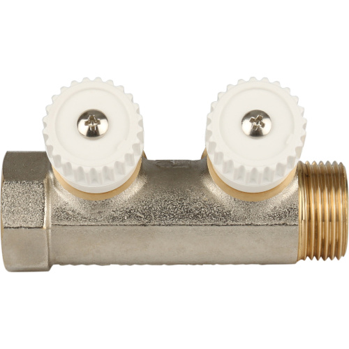 Коллектор 2 выхода STOUT 3/4"x3/4"евроконус с вентилями SMB 6851 343402