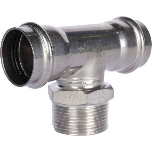 Тройник с резьбой ВПр-НР 35x11/4"x35 пресс, нержавеющая сталь Rommer Тройник с резьбой ВПр-НР 35x11/4"x35 пресс, нержавеющая сталь Rommer