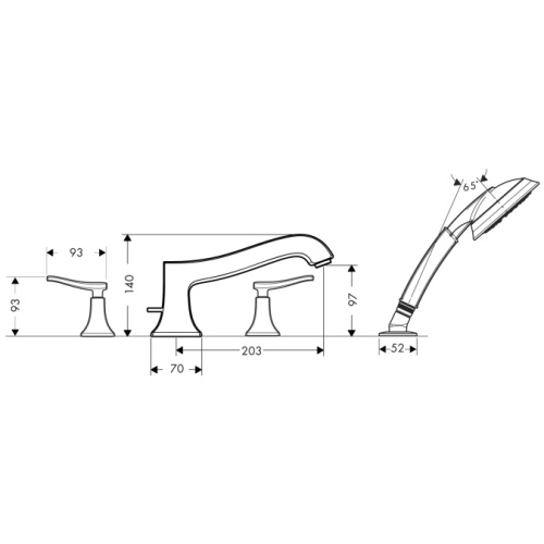 Смеситель для ванны Hansgrohe Metris Classic 31314000 хром, на 4 отверстия Смеситель для ванны Hansgrohe Metris Classic 31314000 хром, на 4 отверстия