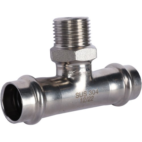 Тройник с резьбой ВПр-НР 18x1/2"x18 пресс, нержавеющая сталь Rommer Тройник с резьбой ВПр-НР 18x1/2"x18 пресс, нержавеющая сталь Rommer