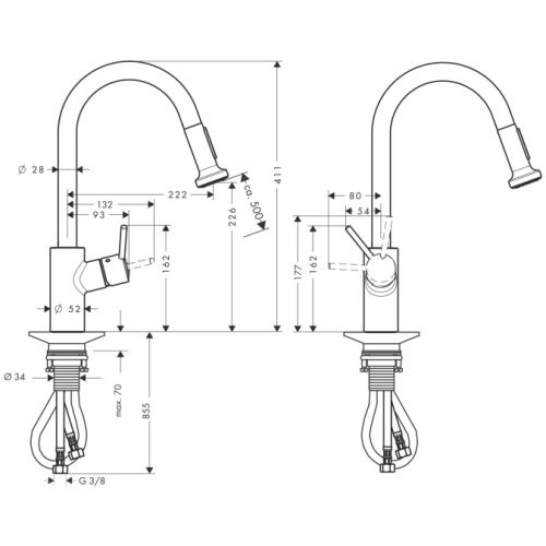 Смеситель для кухни Hansgrohe Talis S2 Variarc 14877000 хром, выдвижной излив Смеситель для кухни Hansgrohe Talis S2 Variarc 14877000 хром, выдвижной излив