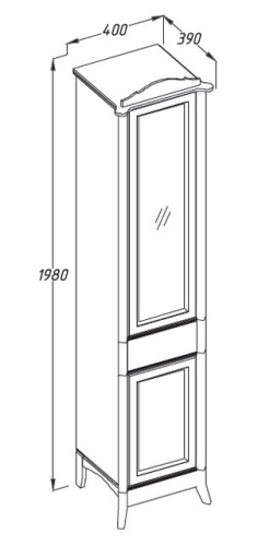 Пенал Opadiris Виктория 44 L левый, светлый орех с черной патиной 00000000860 Пенал Opadiris Виктория 44 L левый, светлый орех с черной патиной 00000000860