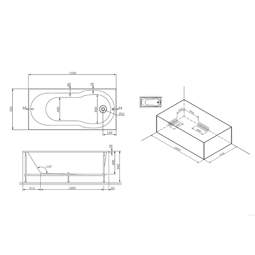 Каркас для ванны AM.MP X-Joy W88A-150-070W-R Каркас для ванны AM.MP X-Joy W88A-150-070W-R