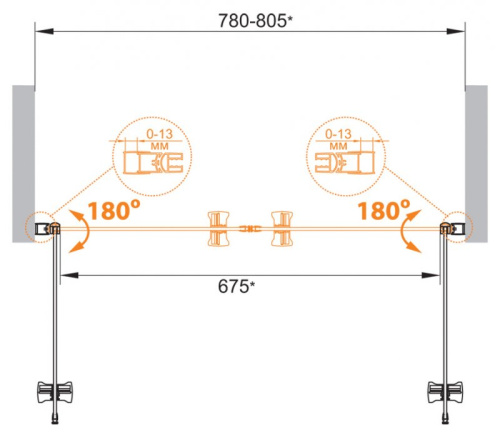 Душевая дверь в нишу Cezares ECO-O-B-2-90-P-Cr