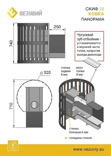 Печь для бани Везувий Скиф Ковка 22 Панорама