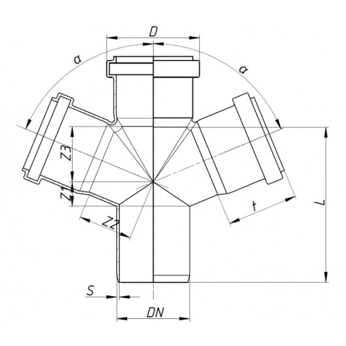 Крестовина 110x87° одноплоскостная HTDA Ostendorf внутренняя канализация Крестовина 110x87° одноплоскостная HTDA Ostendorf внутренняя канализация