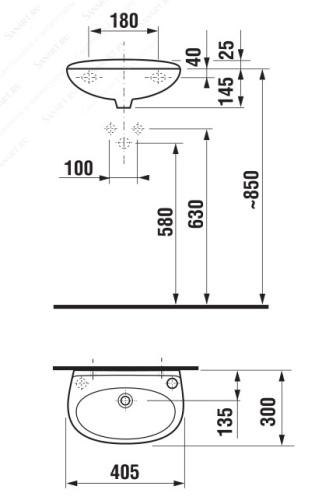 Рукомойник Jika Lyra 152710001069 белый, отверстие справа 400x300 Рукомойник Jika Lyra 152710001069 белый, отверстие справа 400x300