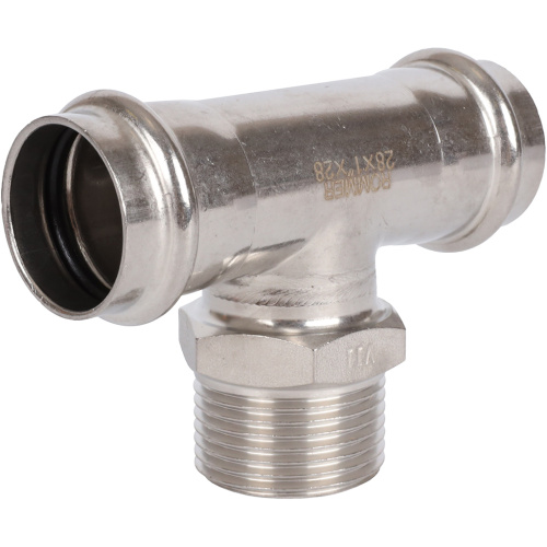 Тройник с резьбой ВПр-НР 28x1"x28 пресс, нержавеющая сталь Rommer Тройник с резьбой ВПр-НР 28x1"x28 пресс, нержавеющая сталь Rommer