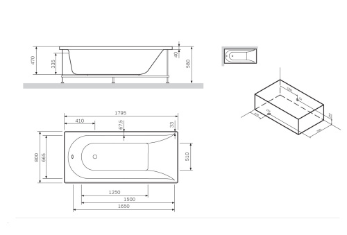 Каркас для ванны AM.MP Spirit W72A-180-080W-R2 Каркас для ванны AM.MP Spirit W72A-180-080W-R2