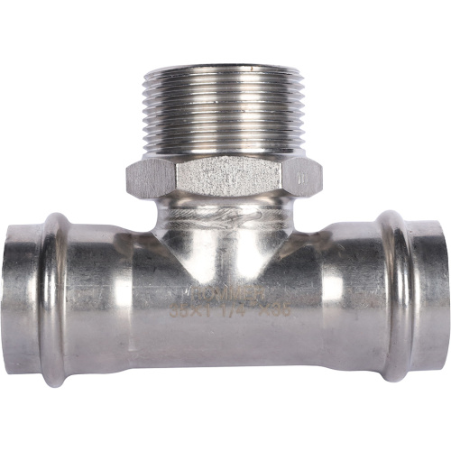 Тройник с резьбой ВПр-НР 35x11/4"x35 пресс, нержавеющая сталь Rommer Тройник с резьбой ВПр-НР 35x11/4"x35 пресс, нержавеющая сталь Rommer