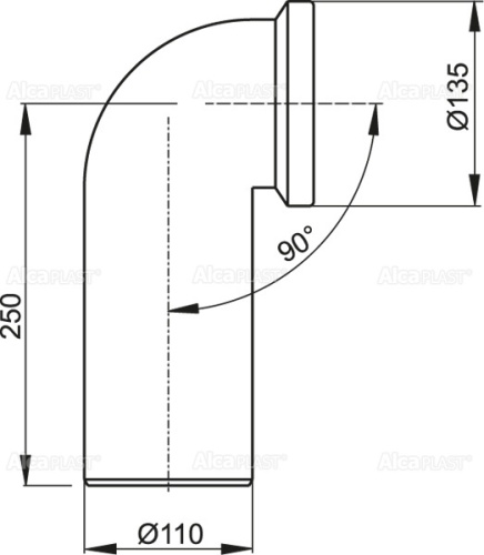 Колено Alcaplast для унитаза 90° A90-90 Колено Alcaplast для унитаза 90° A90-90