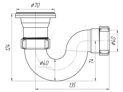 Сифон для душевого поддона 1 1/2"x40 прямоточный ANI E110 Сифон для душевого поддона 1 1/2"x40 прямоточный ANI E110