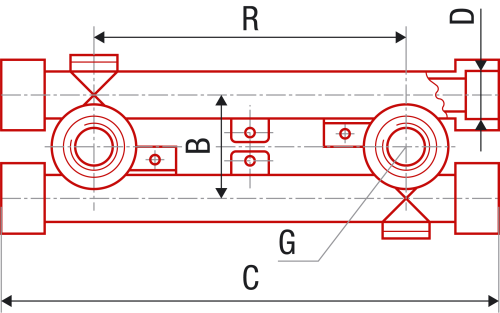 Водорозетки проходные на планке FV-plast 20x1/2"В полипропилен AA221020012